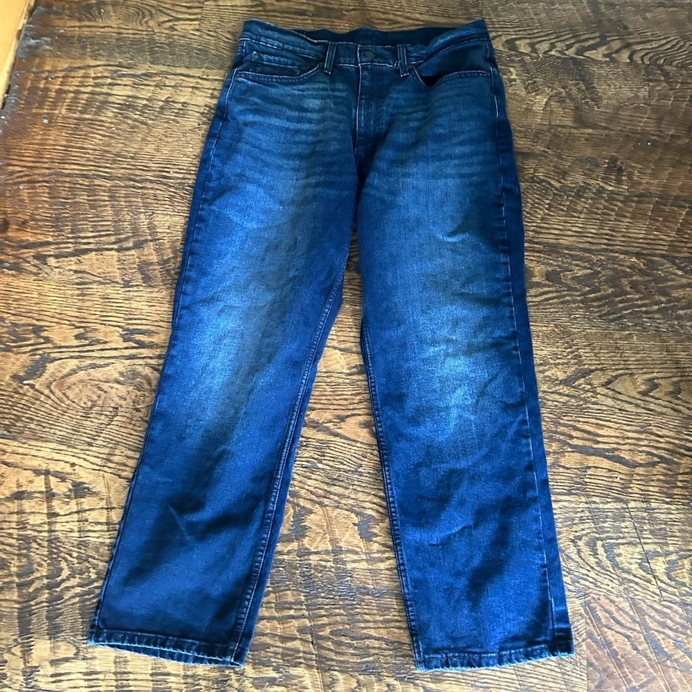 Levi's 550 Blue Dark Wash Relaxed Fit Red Tag Black Brand Patch Men's Sz 36X30